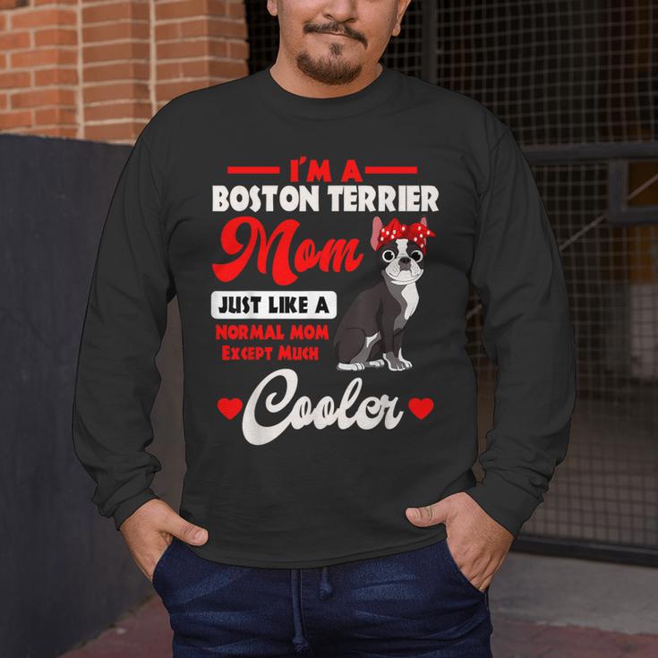 Boston Terrier Mom American Gentleman Dog Mother's Day Men's Long Sleeve T-Shirt, funny design