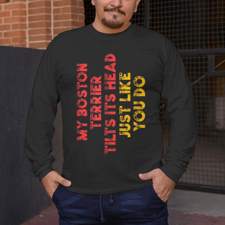 Boston Terrier Mom Dad Dog Lover Owner Women Men Men's Long Sleeve T-Shirt, funny design