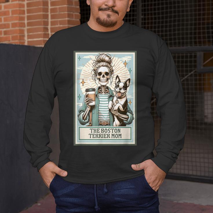 The Boston Terrier Mom Skeleton Spooky Season Halloween Men's Long Sleeve T-Shirt, funny design