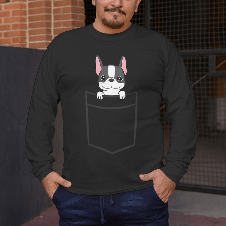 Boston Terrier In The Pocket Cute Boston Terrier Dog For Men Women Girls Kids Men's Long Sleeve T-Shirt, funny design