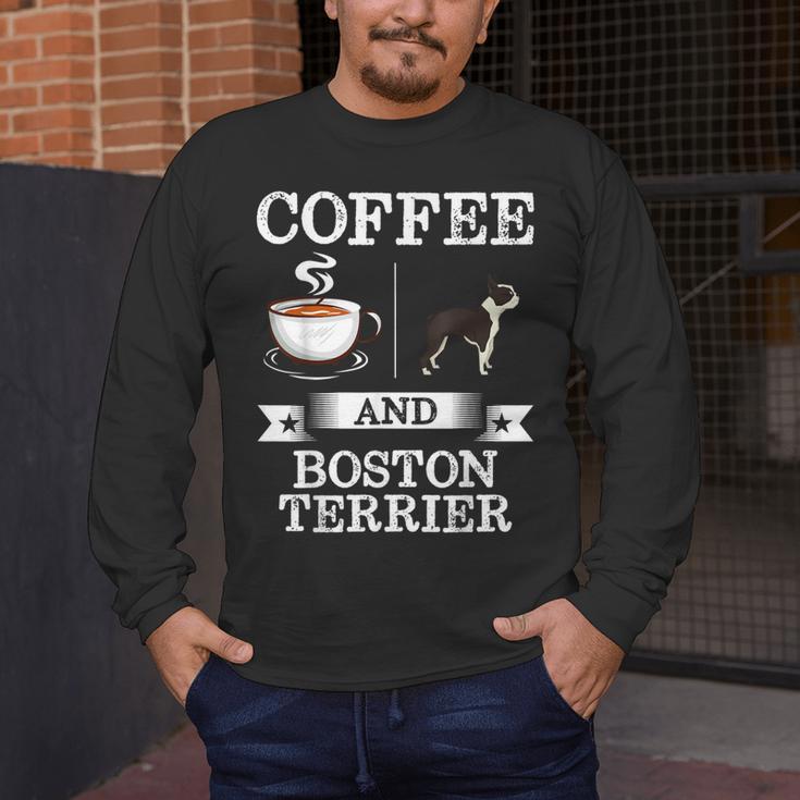 Boston Terrier Shirt Coffee And Boston Terrier Cute Dog For Men Women Girls Kids Men's Long Sleeve T-Shirt, funny design