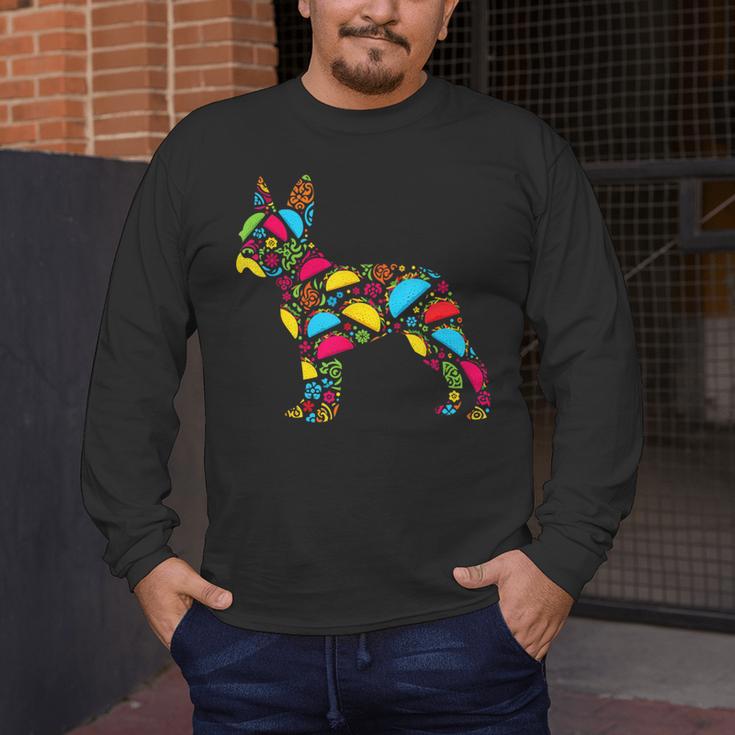 Boston Terrier Tacos Mexican Cinco De Mayo Taco Men's Long Sleeve T-Shirt, funny design