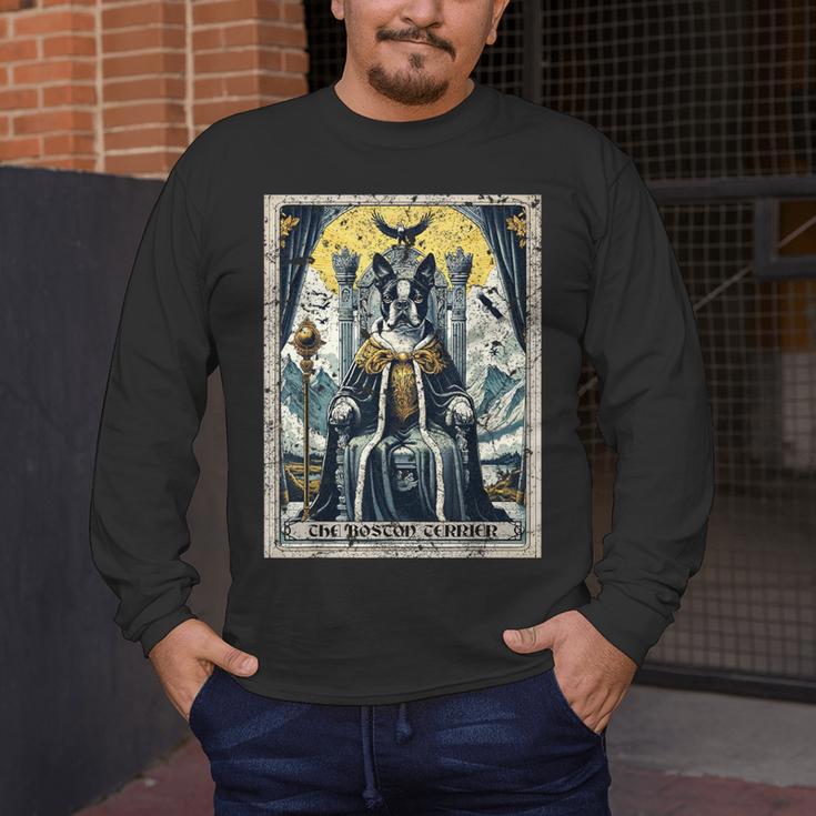 Boston Terrier Tarot Card Dog Men's Long Sleeve T-Shirt, funny design