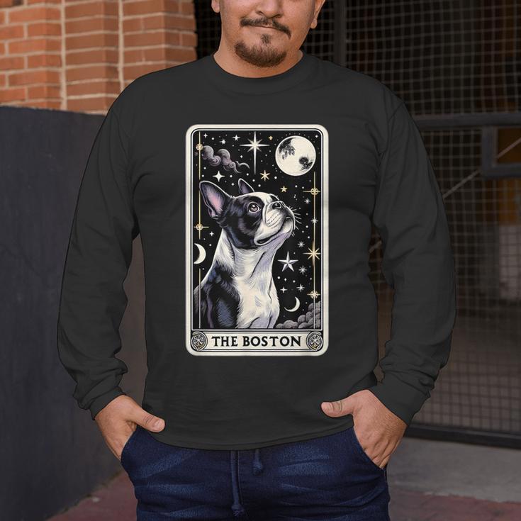 Boston Terrier Tarot Card Star With The Moon Men Women Kids Men's Long Sleeve T-Shirt, funny design