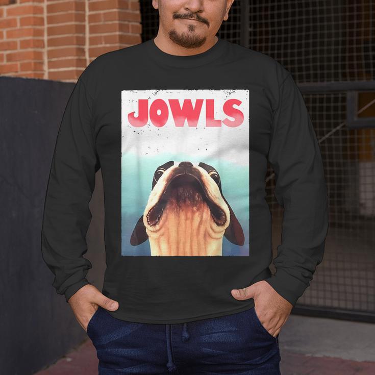 Boston Terriers Jowls Dog Mom Dog Dad Men's Long Sleeve T-Shirt, funny design