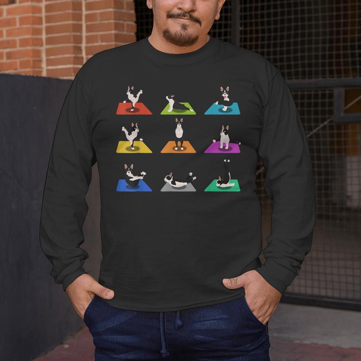 Boston Terriers Yoga Asana Pose And Meditation Men's Long Sleeve T-Shirt, funny design