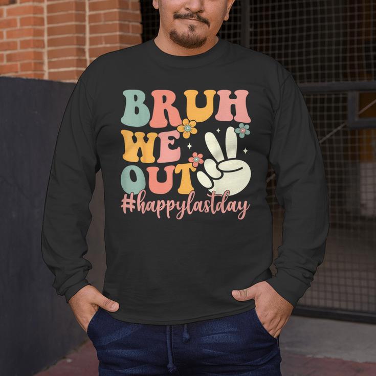 Bruh We Out Teacher Retro Last Day Of School Boys Girls Kids Men's Long Sleeve T-Shirt, funny design Bruh We Out Teacher Retro Last Day Of School Boys Girls Kids Men's Long Sleeve T-Shirt, funny design