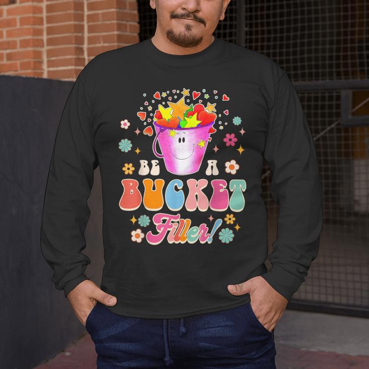 Be A Bucket Filler Teacher Teaching Groovy Back To School For Men Women Men's Long Sleeve T-Shirt, funny design Be A Bucket Filler Teacher Teaching Groovy Back To School For Men Women Men's Long Sleeve T-Shirt, funny design