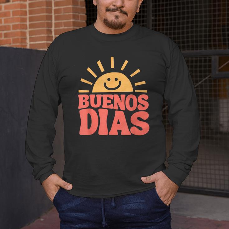 Buenos Dias Spanish Teacher Appreciation Back To School Men's Long Sleeve T-Shirt, funny design