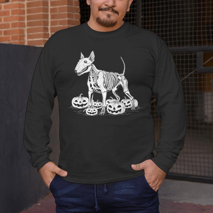 Bull Terrier Skeleton Birthday Halloween Kids Men's Long Sleeve T-Shirt, funny design