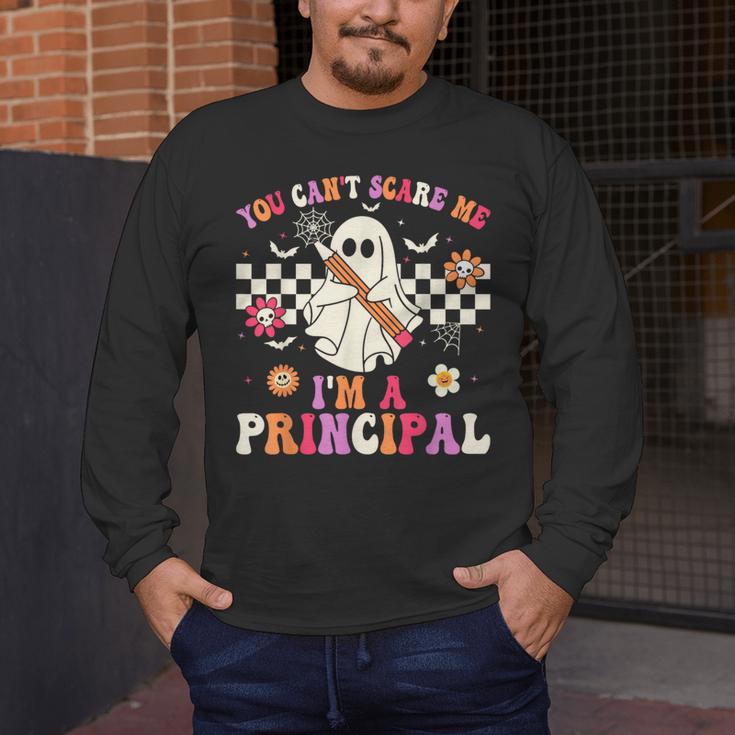 You Can't Scare Me I'm a Principal Halloween Teacher Men's Long Sleeve T-Shirt, funny design