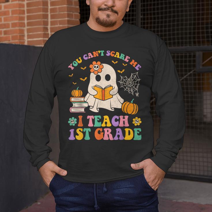You Can't Scare Me I Teach 1st Grade Teacher Halloween Ghost Men's Long Sleeve T-Shirt, funny design You Can't Scare Me I Teach 1st Grade Teacher Halloween Ghost Men's Long Sleeve T-Shirt, funny design