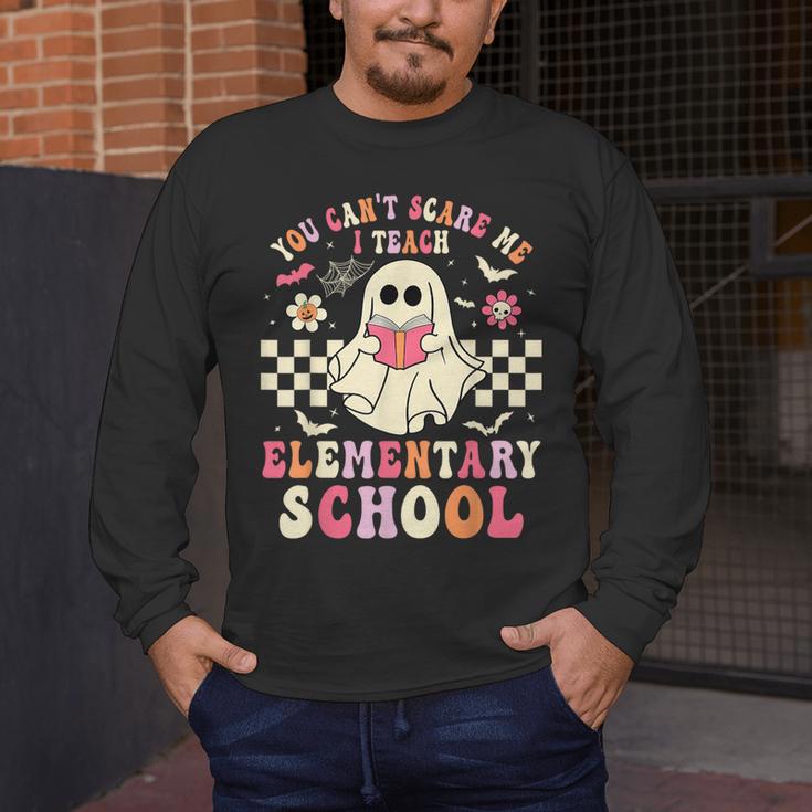 You Can't Scare Me I Teach Elementary School Teacher Spooky Men's Long Sleeve T-Shirt, funny design