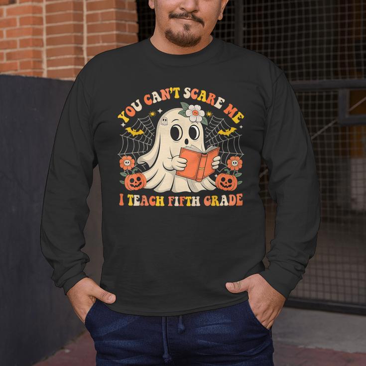 You Can't Scare Me I Teach Fifth Grade Halloween Teacher Men's Long Sleeve T-Shirt, funny design