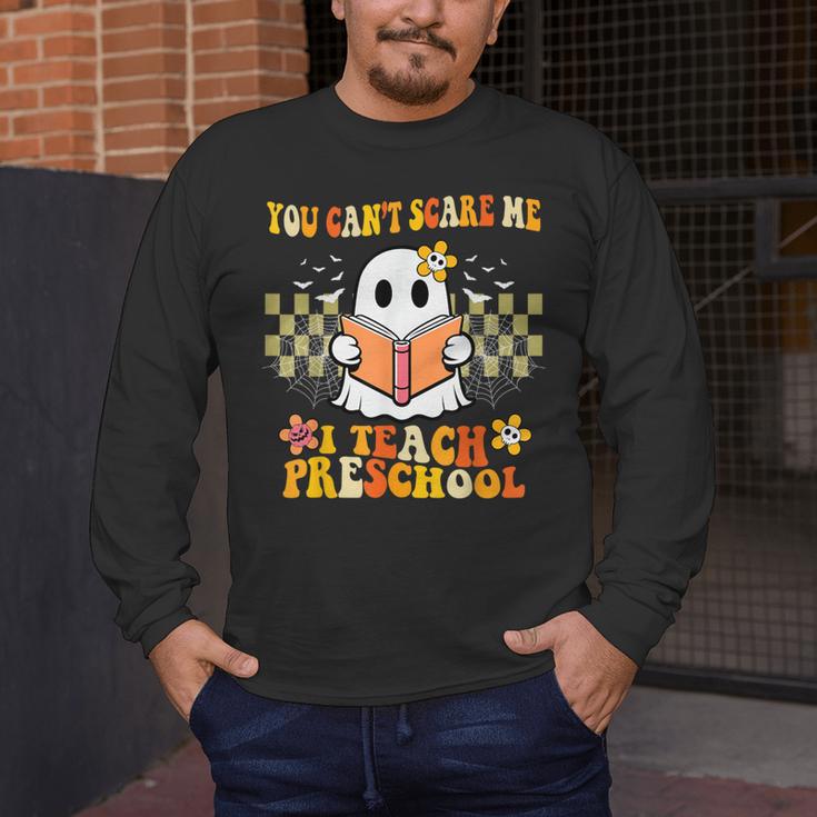 You Can't Scare Me I Teach Preschool Ghost Halloween Teacher Men's Long Sleeve T-Shirt, funny design You Can't Scare Me I Teach Preschool Ghost Halloween Teacher Men's Long Sleeve T-Shirt, funny design