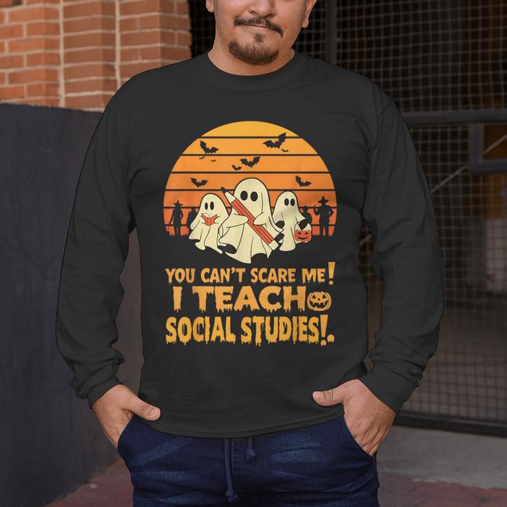 You Can't Scare Me I Teach Social Studies Teacher Halloween Men's Long Sleeve T-Shirt, funny design You Can't Scare Me I Teach Social Studies Teacher Halloween Men's Long Sleeve T-Shirt, funny design