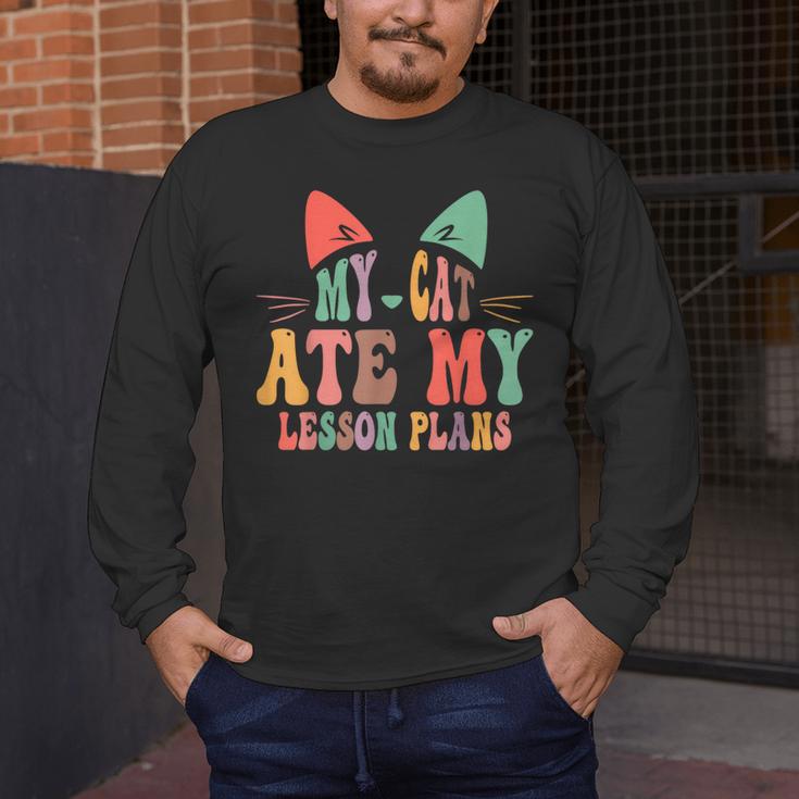 My Cat Ate My Lesson Plans Teacher Sarcastic Men's Long Sleeve T-Shirt, funny design My Cat Ate My Lesson Plans Teacher Sarcastic Men's Long Sleeve T-Shirt, funny design