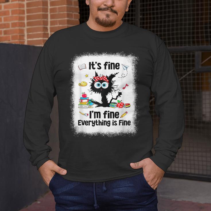 Cat It's Fine I'm Fine Everything Is Fine Teacher Life Men's Long Sleeve T-Shirt, funny design Cat It's Fine I'm Fine Everything Is Fine Teacher Life Men's Long Sleeve T-Shirt, funny design