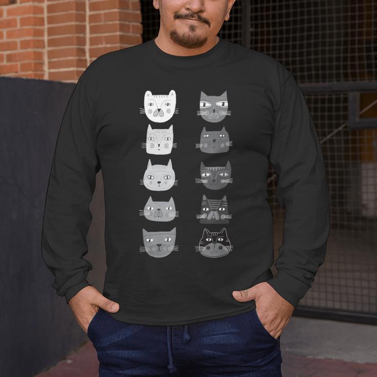 Cat Themed Artist Value Scale Educational Art Teacher Men's Long Sleeve T-Shirt, funny design