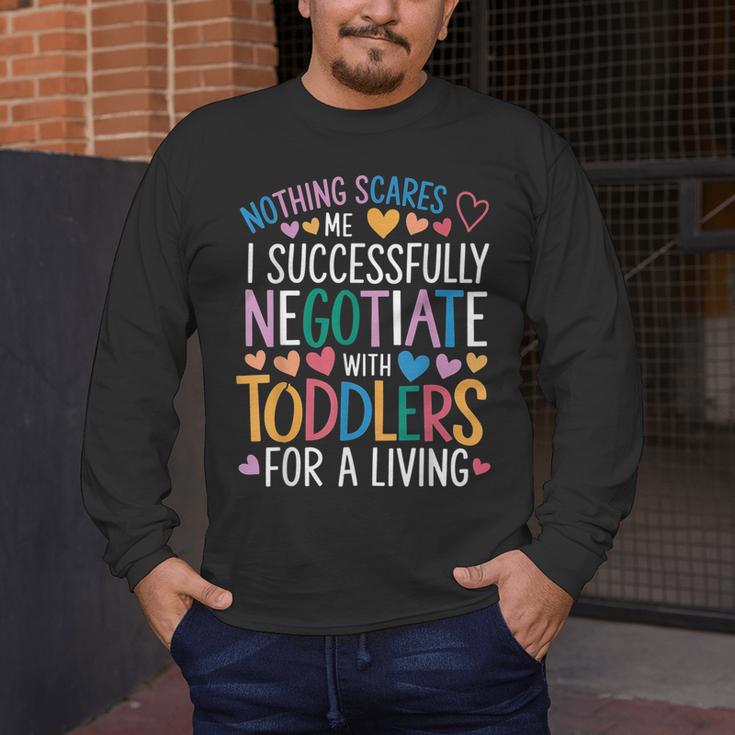 Childcare Teacher Negotiate With Toddlers Daycare Provider Men's Long Sleeve T-Shirt, funny design