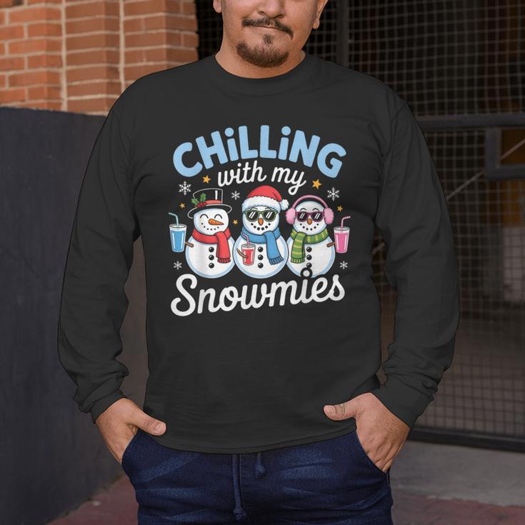 Chillin With My Snowmie Women Christmas Snowman Teacher Snow Men's Long Sleeve T-Shirt, funny design Chillin With My Snowmie Women Christmas Snowman Teacher Snow Men's Long Sleeve T-Shirt, funny design