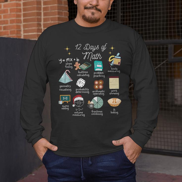 Christmas 12 Days Of Math Math Teacher Xmas STEM STEMS Men's Long Sleeve T-Shirt, funny design Christmas 12 Days Of Math Math Teacher Xmas STEM STEMS Men's Long Sleeve T-Shirt, funny design