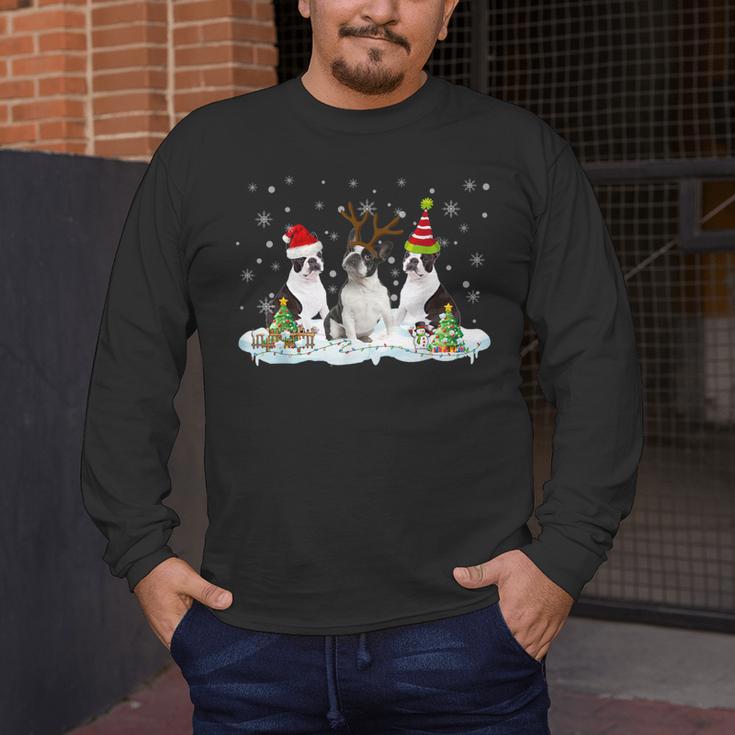 Christmas Boston Terrier Santa Dog Lover Men's Long Sleeve T-Shirt, funny design