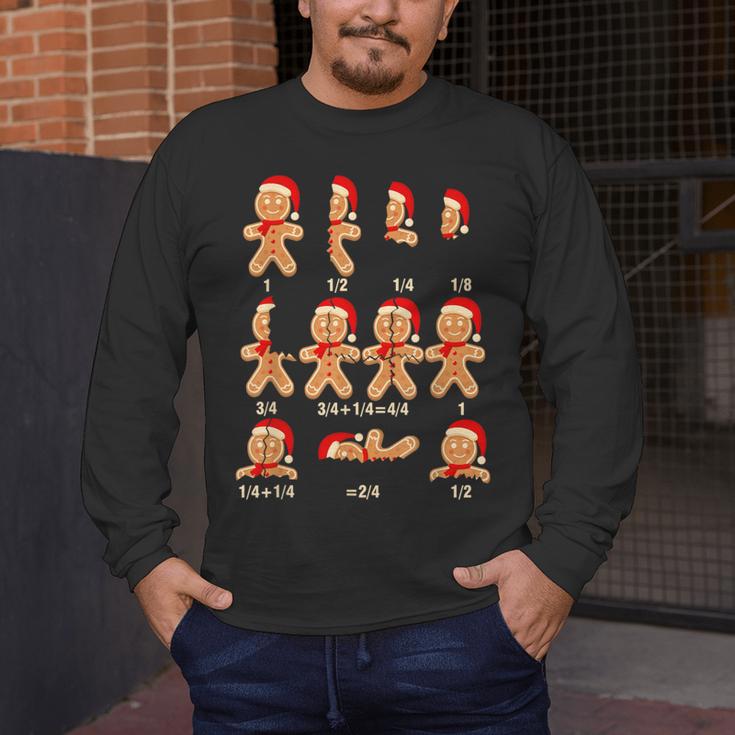 Christmas Math Teacher Equation Gingerbread With Santa Hat Men Women Men's Long Sleeve T-Shirt, funny design