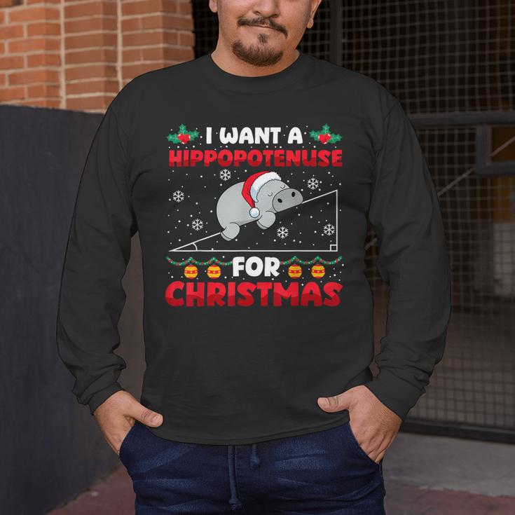 Christmas Math Teacher Hippopotenuse Math Lovers Xmas Men's Long Sleeve T-Shirt, funny design Christmas Math Teacher Hippopotenuse Math Lovers Xmas Men's Long Sleeve T-Shirt, funny design