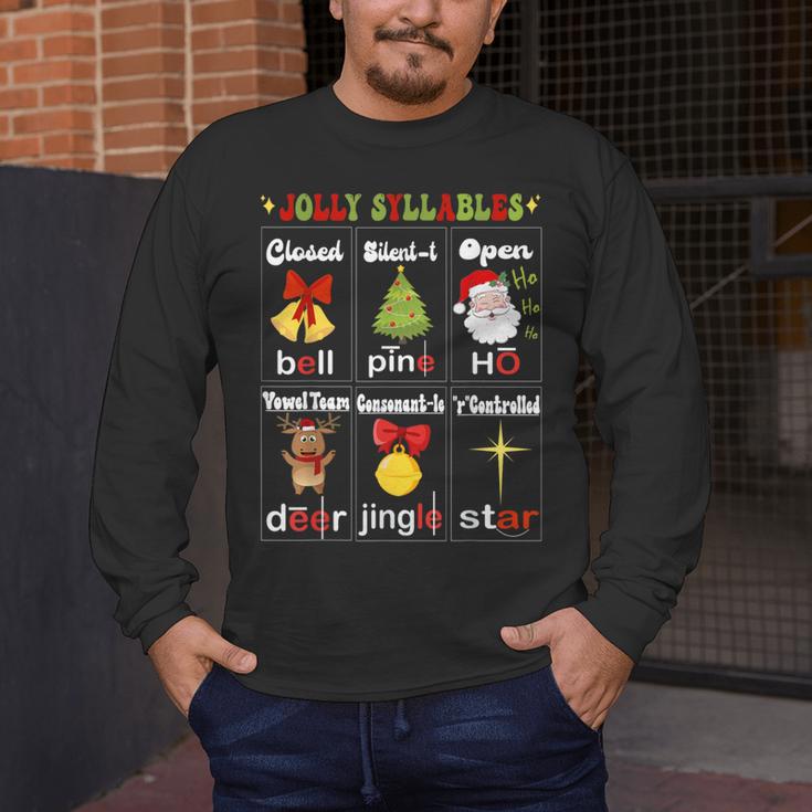 Christmas Reading Teacher Syllable Types Reading Teacher Men's Long Sleeve T-Shirt, funny design Christmas Reading Teacher Syllable Types Reading Teacher Men's Long Sleeve T-Shirt, funny design