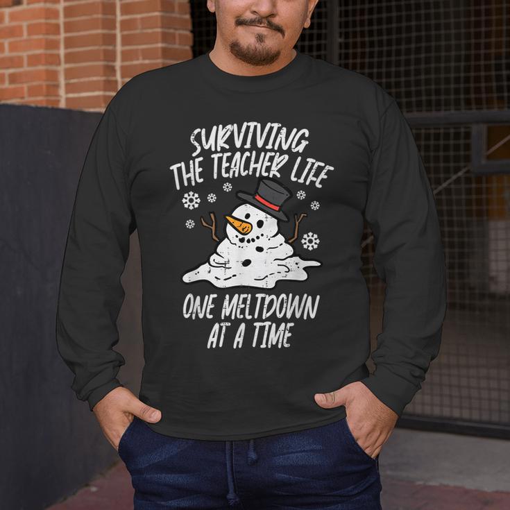 Christmas Surviving Teacher Life Meltdown Xmas Women Men Men's Long Sleeve T-Shirt, funny design Christmas Surviving Teacher Life Meltdown Xmas Women Men Men's Long Sleeve T-Shirt, funny design