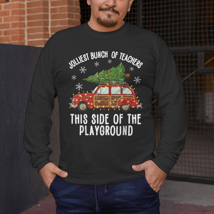 Christmas Teacher Squad Festive Car Tree Lights Xmas Men's Long Sleeve T-Shirt, funny design