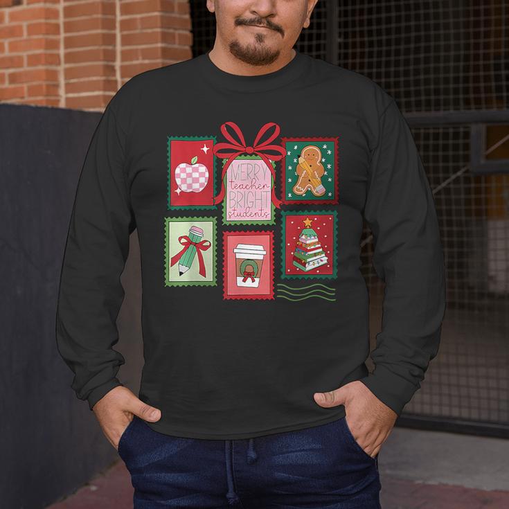 Christmas Teacher Stamps Men's Long Sleeve T-Shirt, funny design
