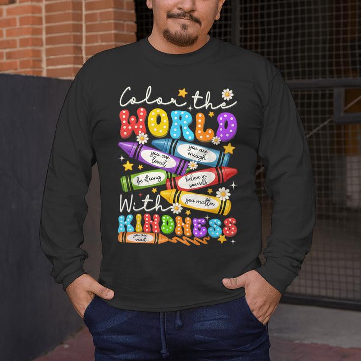 Color The World With Kindness Crayon Positivity Teacher Men's Long Sleeve T-Shirt, funny design