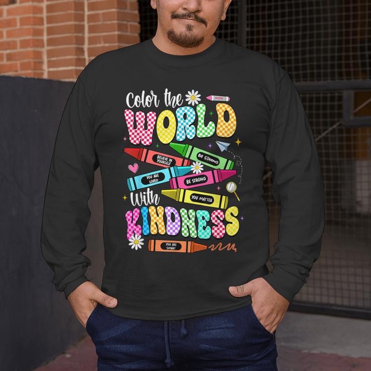 Color The World With Kindness Teacher Back To School Men's Long Sleeve T-Shirt, funny design