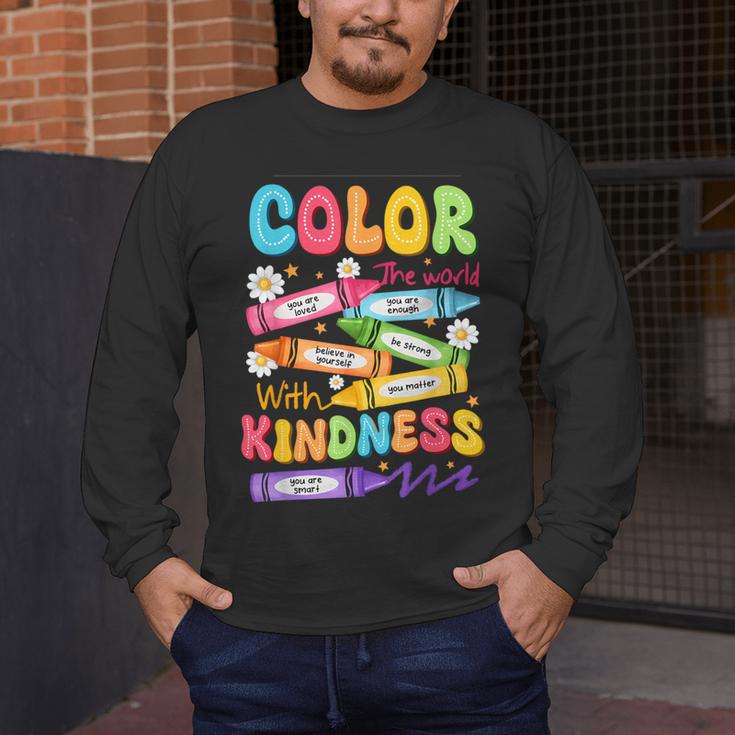 Color The World With Kindness Teachers Back To School Men's Long Sleeve T-Shirt, funny design