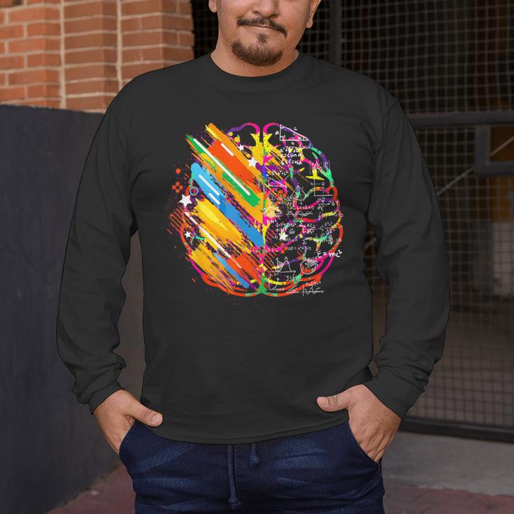 Colorful Brain Art Teacher Artist Painter Student Men's Long Sleeve T-Shirt, funny design