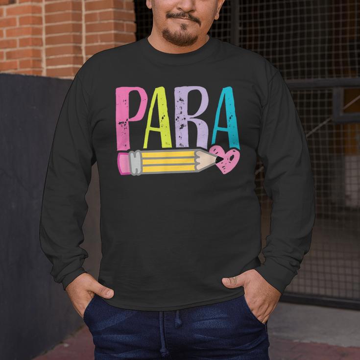 Colorful PARA Teacher Paraprofessional Cute Pencil Men's Long Sleeve T-Shirt, funny design Colorful PARA Teacher Paraprofessional Cute Pencil Men's Long Sleeve T-Shirt, funny design