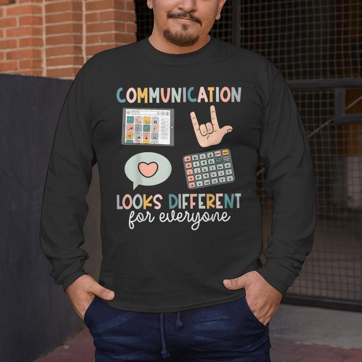 Communication Looks Different For Everyone SPED Teacher ASD Men's Long Sleeve T-Shirt, funny design Communication Looks Different For Everyone SPED Teacher ASD Men's Long Sleeve T-Shirt, funny design