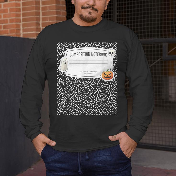 Composition Notebook Costume Adult Halloween For Teacher Men's Long Sleeve T-Shirt, funny design