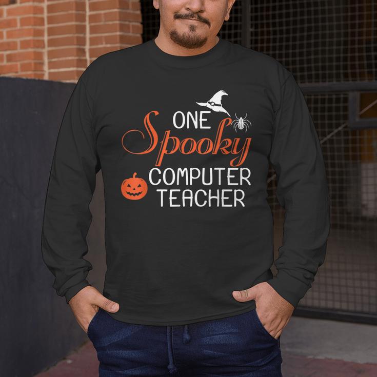 Computer Teacher Halloween Spooky Men Women Kids Men's Long Sleeve T-Shirt, funny design