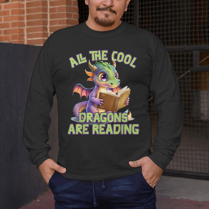All The Cool Dragons Are Reading Dragon Teacher Men's Long Sleeve T-Shirt, funny design All The Cool Dragons Are Reading Dragon Teacher Men's Long Sleeve T-Shirt, funny design