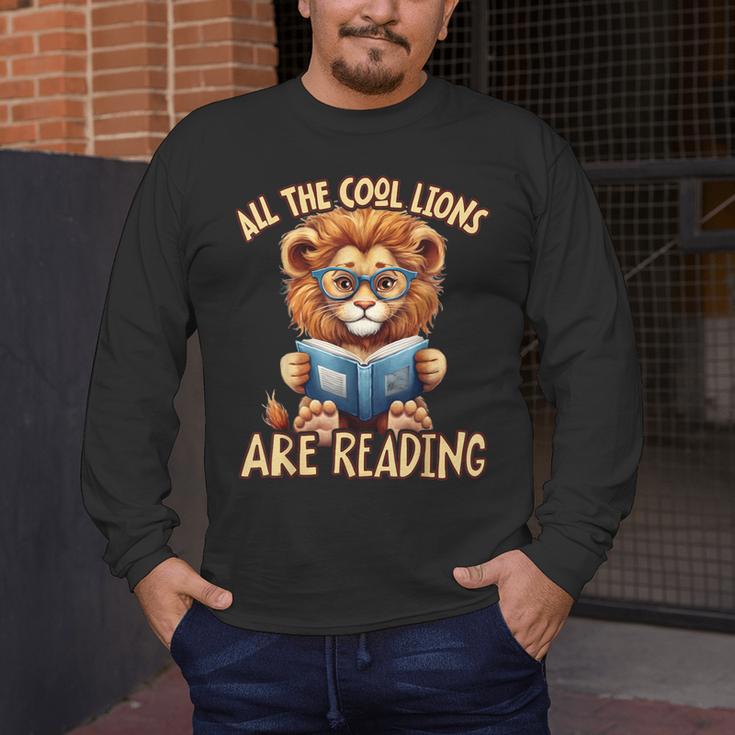 All The Cool Lions Are Reading Lion Teacher Men Women Kids Men's Long Sleeve T-Shirt, funny design
