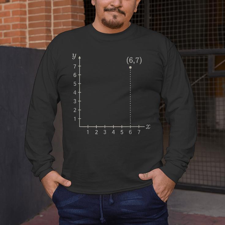 Coordinate 67 Math Teacher 67 Cartesian Grid Point Men's Long Sleeve T-Shirt, funny design