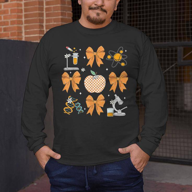 Coquette Bow Fall Science Teacher Stem Teacher Thanksgiving Men's Long Sleeve T-Shirt, funny design