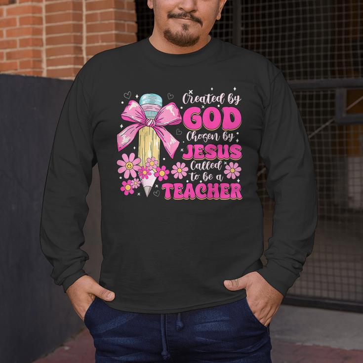 Created By God Called To Teacher Jesus Christian Teacher Men's Long Sleeve T-Shirt, funny design