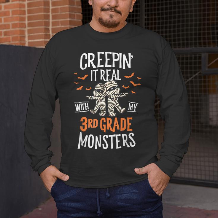 Creepin It Real With My 3rd Grade Monsters Halloween Teacher Men's Long Sleeve T-Shirt, funny design Creepin It Real With My 3rd Grade Monsters Halloween Teacher Men's Long Sleeve T-Shirt, funny design