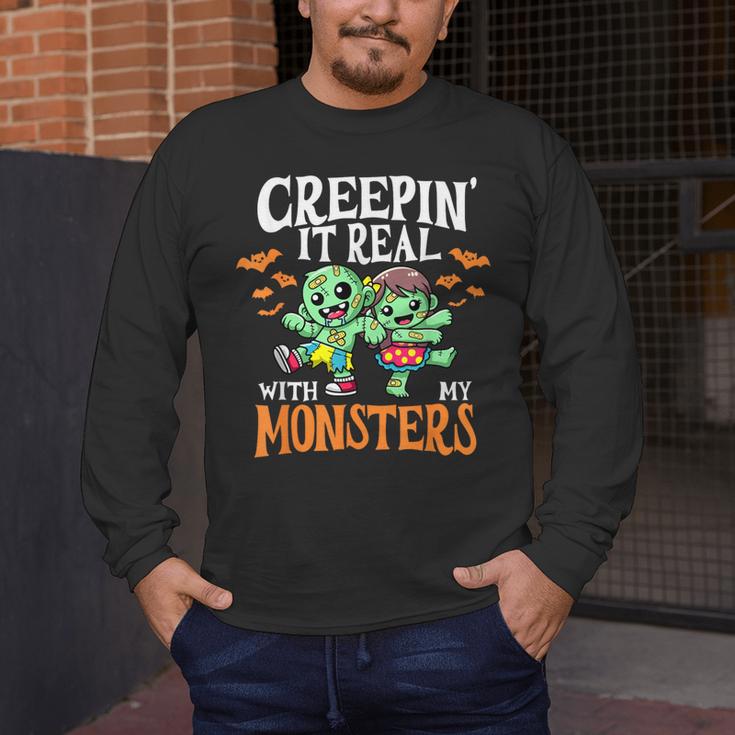 Creepin It Real Monster School Teacher Principal Halloween Men's Long Sleeve T-Shirt, funny design