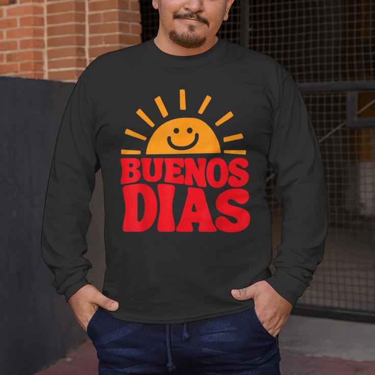Cute Bilingual Spanish Teacher Buenos Dias Sunshine Men's Long Sleeve T-Shirt, funny design