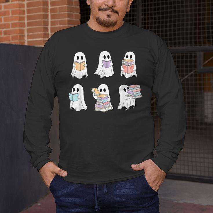 Cute Boo Ghost Reading Books Halloween Librarian Teacher Kid Men's Long Sleeve T-Shirt, funny design Cute Boo Ghost Reading Books Halloween Librarian Teacher Kid Men's Long Sleeve T-Shirt, funny design